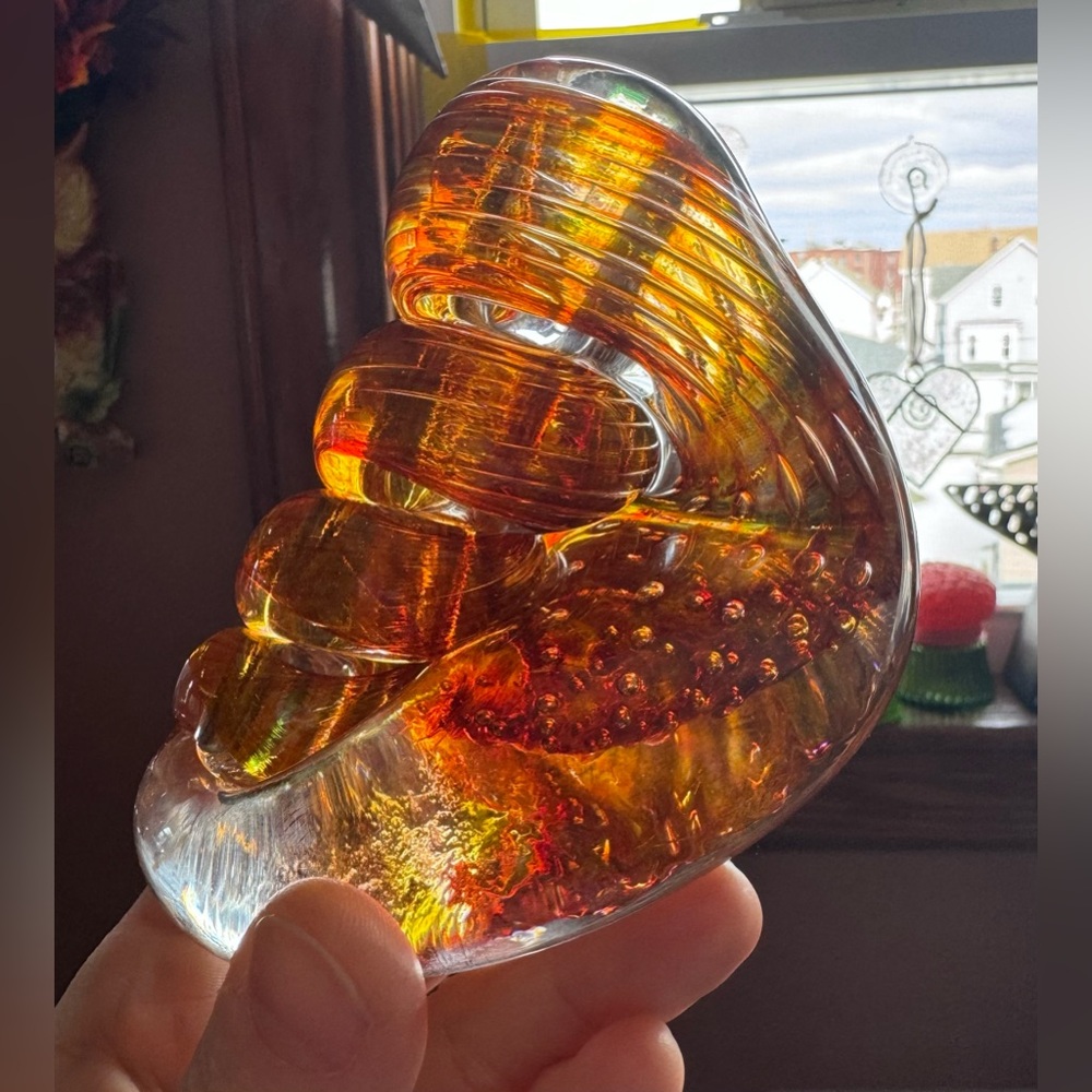 Thames Glass Amber/cognac Shell Paperweight 🐚